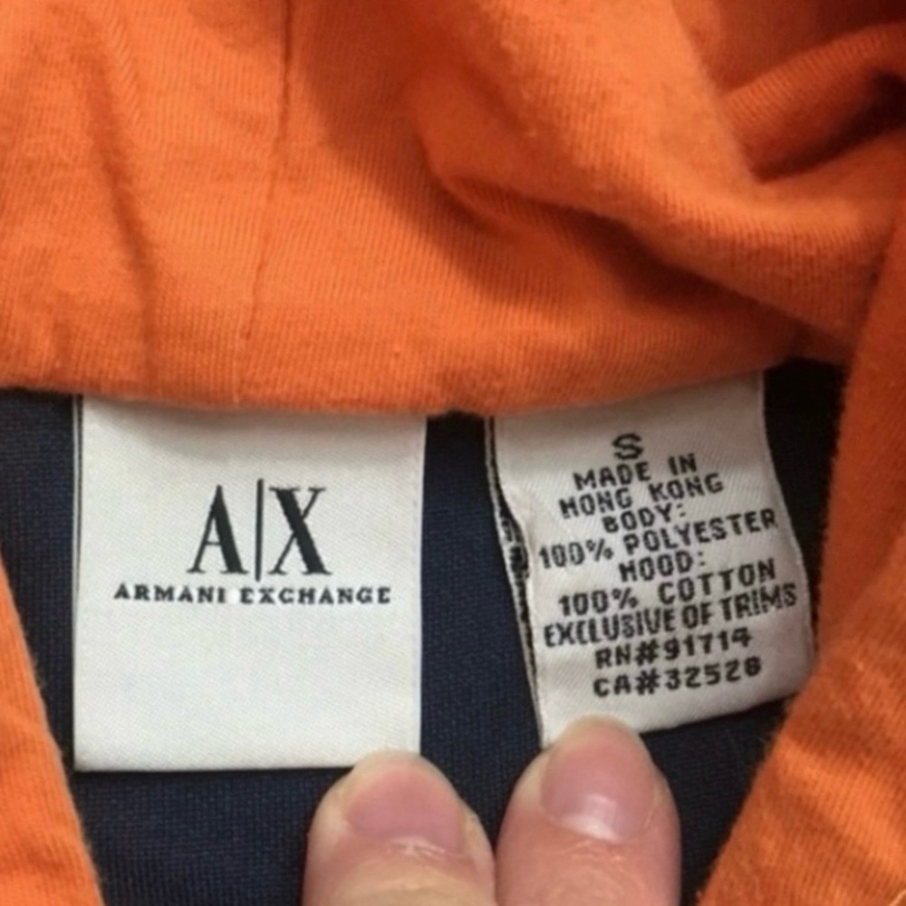 A/X Armani Women's Exchange Navy Orange Logo Zip Hooded Track Jacket Size Small - Picture 12 of 16